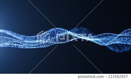 Digital blue wave particles background, 3d rendering. Digital blue wave particles background, 3d rendering. 113562957