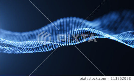 Digital blue wave particles background, 3d rendering. Digital blue wave particles background, 3d rendering. 113562958
