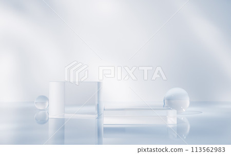 Transparent glass stage background, 3d rendering. 113562983