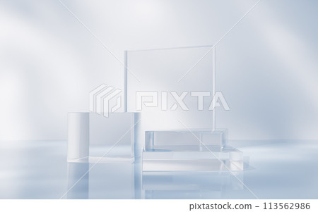 Transparent glass stage background, 3d rendering. 113562986