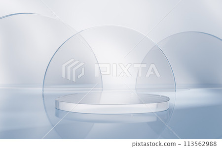 Transparent glass stage background, 3d rendering. 113562988