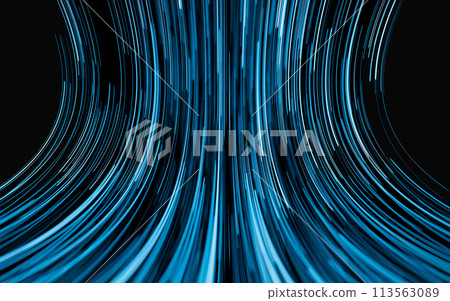 Flowing lines with digital cyberspace, 3d rendering. 113563089