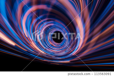 Flowing lines with digital cyberspace, 3d rendering. 113563091