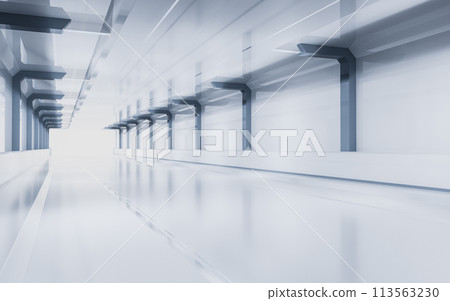 White empty tunnel, futuristic tunnel, 3d rendering. White empty tunnel, futuristic tunnel, 3d rendering. 113563230