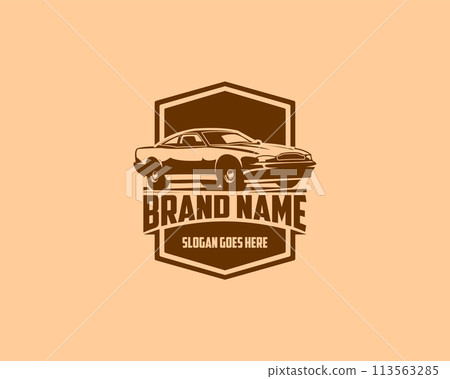 vintage aston martin v8 coupe. isolated with stylish side view. Premium vector design for logo, badge, emblem, icon, design sticker. available in eps 10 113563285