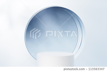 Round glass geometry background, 3d rendering. 113563347