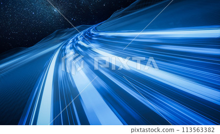 Highway road with digital space background, 3d rendering. 113563382
