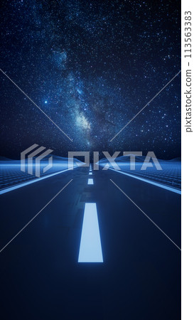 Highway road with digital space background, 3d rendering. 113563383