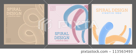 Spiral design. The template of the new trend covers, banners, posters, brochures, magazines. Creative idea of the catalog, interior design and decor 113563493