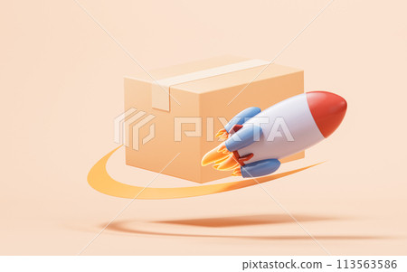 Logistics and rocket, fast transportation, 3d rendering. 113563586