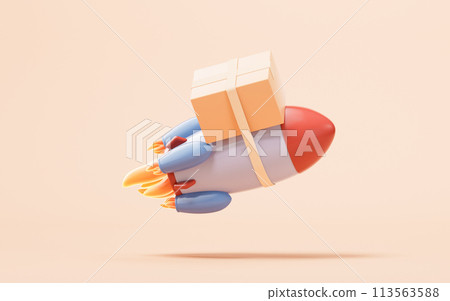 Logistics and rocket, fast transportation, 3d rendering. 113563588