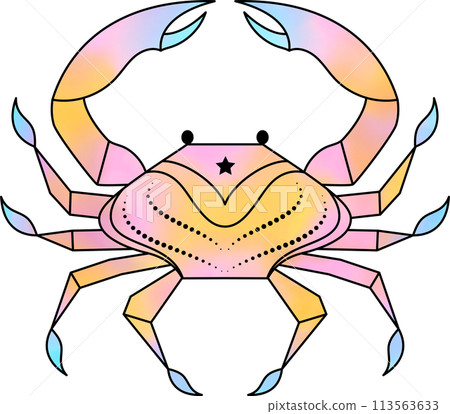 Cancer zodiac sign in line art style with digital watercolor effect. Cancer zodiac sign in line art style with digital watercolor effect. 113563633