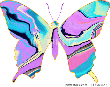 Butterfly with colorful liquid texture. Butterfly with colorful liquid texture. 113563643