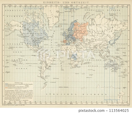Early 20th century world map time difference 113564025