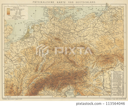 Early 20th Century World Map: Topography of Europe 113564046