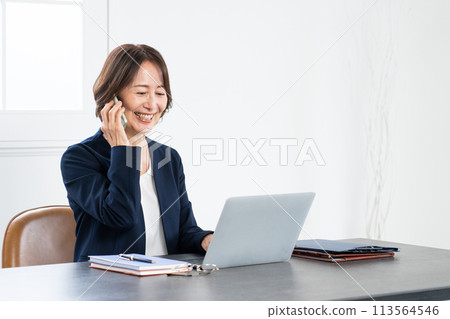 Image of a working middle-aged woman 113564546
