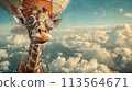 Giraffe Flying in Hot Air Balloon Giraffe Flying in Hot Air Balloon 113564671