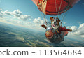 Dog Flying in Hot Air Balloon Dog Flying in Hot Air Balloon 113564684