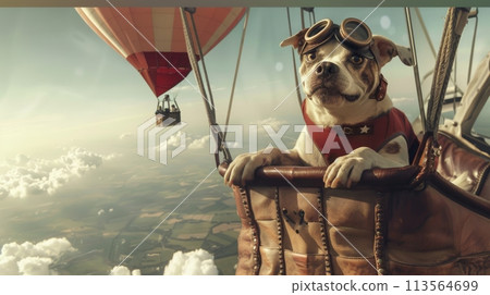Dog Sitting in Hot Air Balloon 113564699