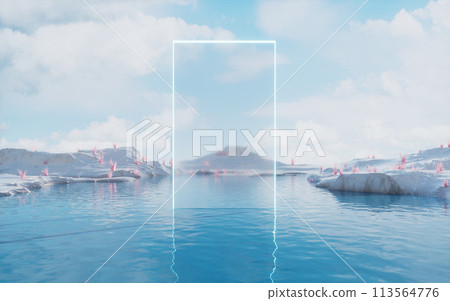 Barren land and lakes, 3d rendering. Barren land and lakes, 3d rendering. 113564776