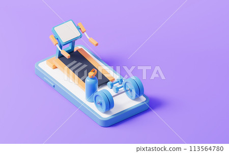 Running machine with cartoon style, 3d rendering. 113564780