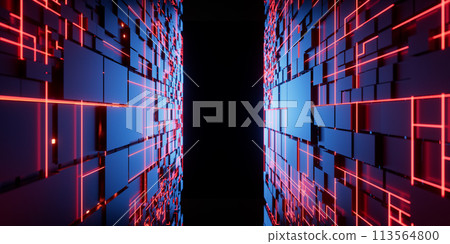 Technology cube cyberspace background, 3d rendering. Technology cube cyberspace background, 3d rendering. 113564800