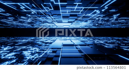 Technology cube cyberspace background, 3d rendering. Technology cube cyberspace background, 3d rendering. 113564801