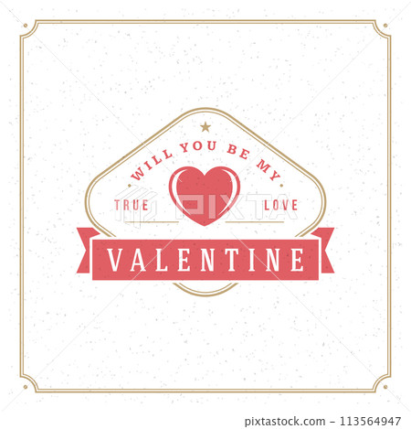 Happy Valentine's Day Greeting Card or Poster Vector illustration 113564947