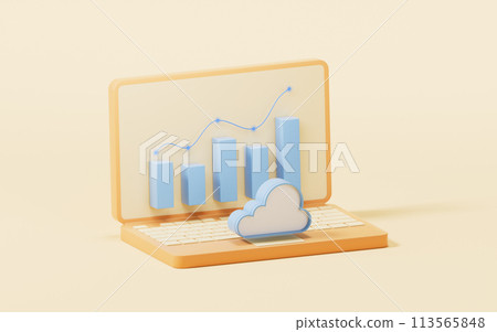 Bar graph with growth trend, 3d rendering. Bar graph with growth trend, 3d rendering. 113565848