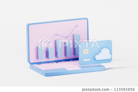 Bar graph with growth trend, 3d rendering. 113565850
