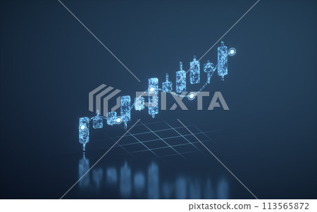 Bar graph with growth trend, 3d rendering. 113565872