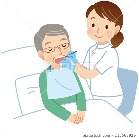 臥床老人接受牙科檢查 - 到府醫療 113565929