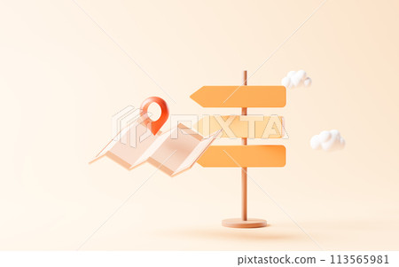 Signboard with cartoon style, 3d rendering. 113565981