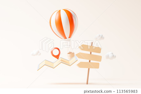Signboard with cartoon style, 3d rendering. Signboard with cartoon style, 3d rendering. 113565983