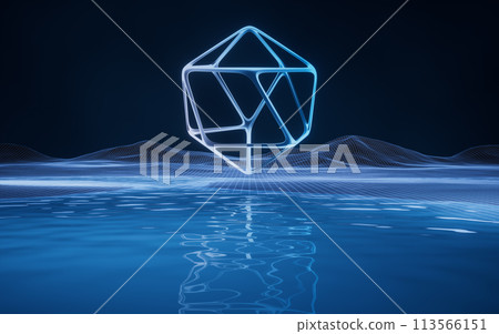 Digital space with geometric frame, 3d rendering. 113566151