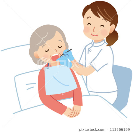 Bedridden elderly receiving dental checkup - Visiting medical care 113566199