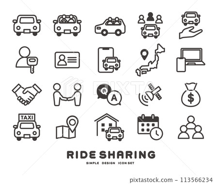 與乘車分享相關的圖標向量圖素材 113566234