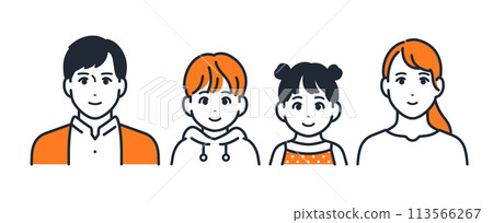 Simple vector icon illustration material of a family of four Simple vector icon illustration material of a family of four 113566267