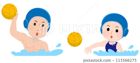 Men and women playing water polo illustration 113566275