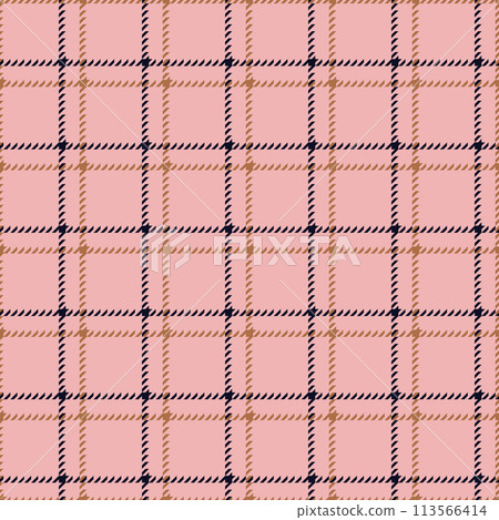 Classic tweed plaid style pattern. Geometric check print in pink and blue color. Classical English background Glen plaid for textile fashion design. 113566414