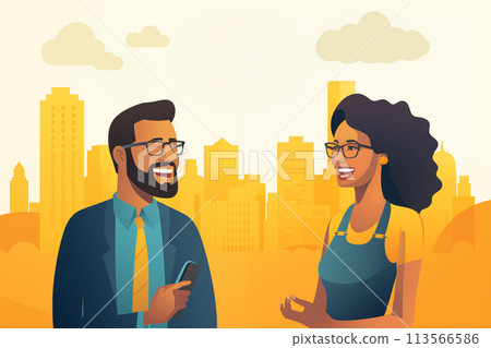 People talking with speech bubbles 113566586