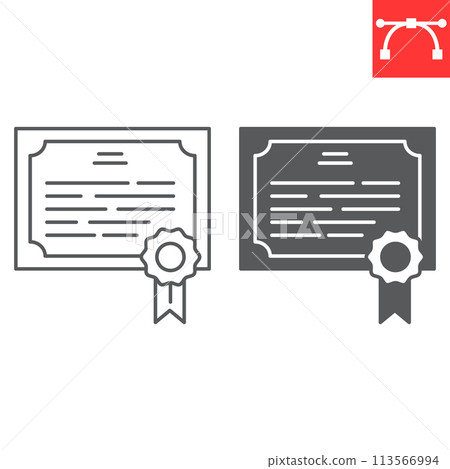 Certificate line and glyph icon Certificate line and glyph icon 113566994
