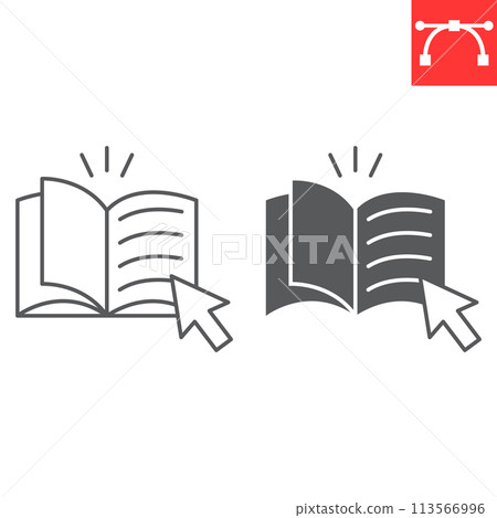 Online library line and glyph icon 113566996