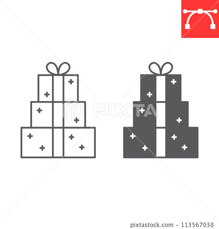 Gift line and glyph icon Gift line and glyph icon 113567038