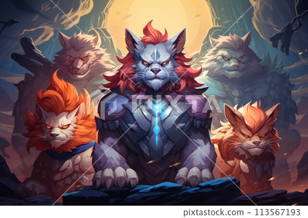 Ferocious thundercats, combining feline grace with electrifying strength - Generative AI Ferocious thundercats, combining feline grace with electrifying strength - Generative AI 113567193