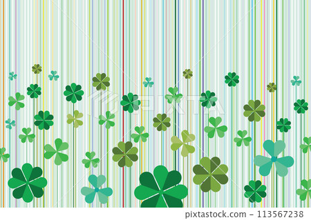 Illustration wallpaper, Abstract of clover leaves with line on soft green background. Illustration wallpaper, Abstract of clover leaves with line on soft green background. 113567238