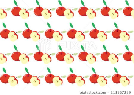 Illustration pattern, Abstract of red apple with leaf on white background. 113567259