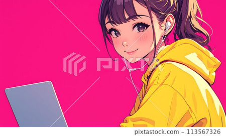 使用電腦 AI 的女孩 113567326