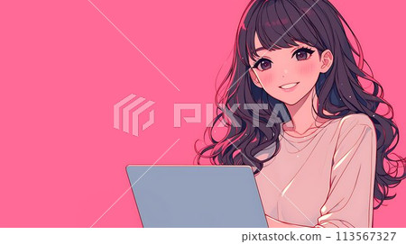 使用電腦 AI 的女孩 使用電腦 AI 的女孩 113567327