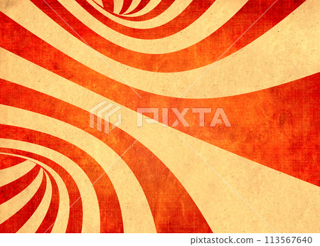 Retro background with texture of old soiled paper of red and yellow color and striped pattern. Vintage horizontal or vertical backdrop. Copy space for text Retro background with texture of old soiled paper of red and yellow color and striped pattern. Vintage horizontal or vertical backdrop. Copy space for text 113567640